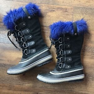 Sorel Joan Of Arctic Snow Winter Boots - Rare Blue Faux Fur